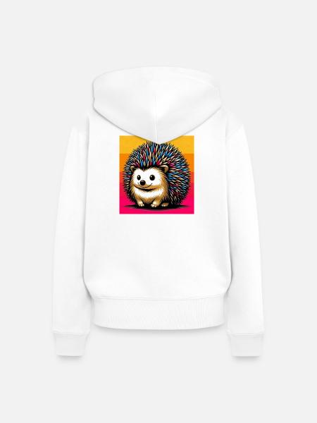 Igel - Frauen Premium Bio Zip Hoodie - Weiß