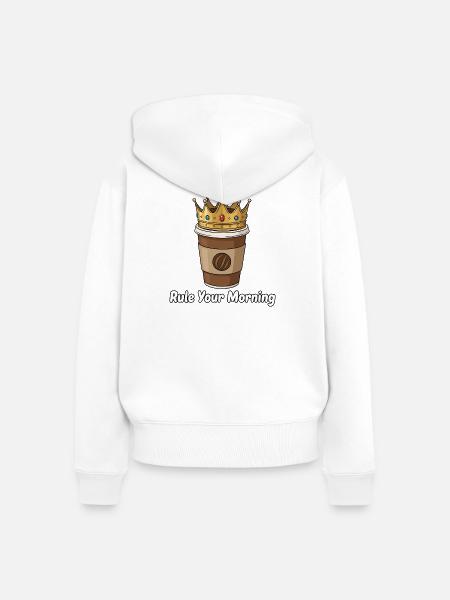 Königlicher Morgenkaffee - Frauen Premium Bio Zip Hoodie - Weiß