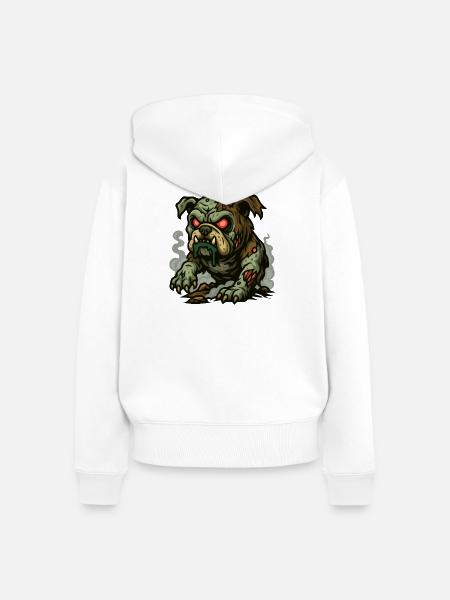 Untote Bulldogge - Frauen Premium Bio Zip Hoodie - Weiß