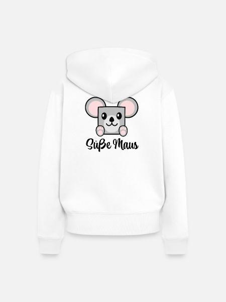 Süße Maus - Frauen Premium Bio Zip Hoodie - Weiß