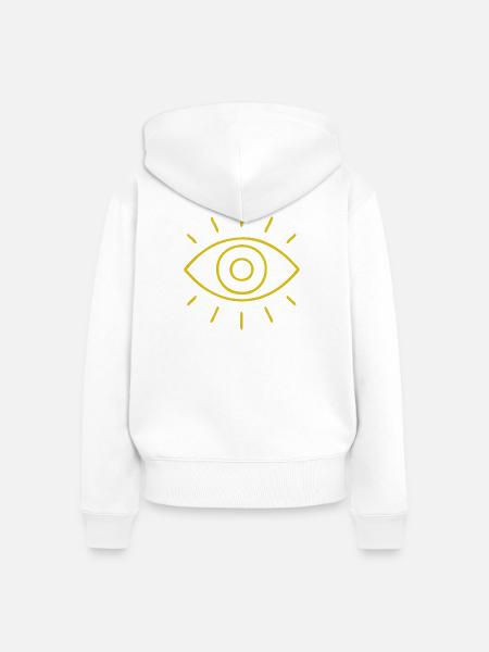 Goldenes Augenstrahlen Muster - Frauen Premium Bio Zip Hoodie - Weiß