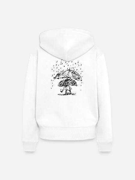Pilze im Regen - Frauen Premium Bio Zip Hoodie - Weiß