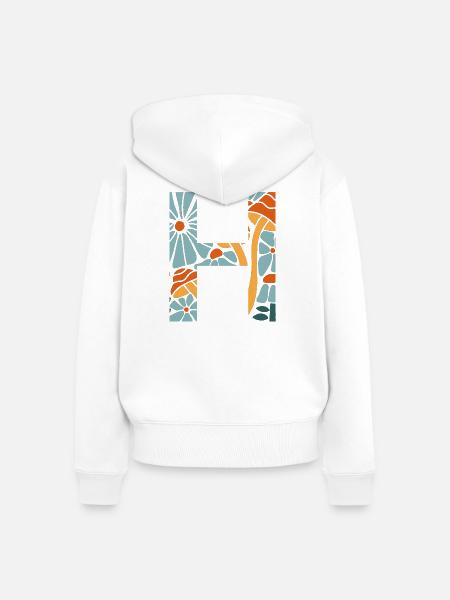 Buchstabe h groovige Blumen Geschenkidee - Frauen Premium Bio Zip Hoodie - Weiß