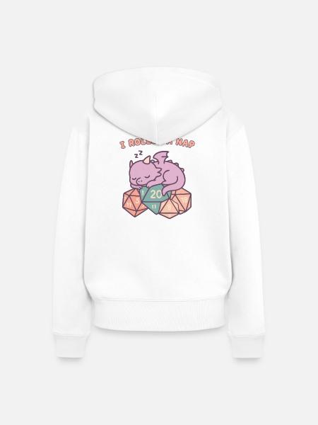 Nickerchen Rollender Drache - Frauen Premium Bio Zip Hoodie - Weiß