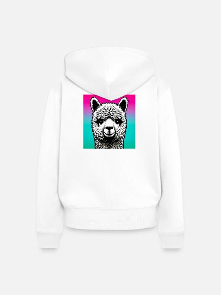 Alpaka - Frauen Premium Bio Zip Hoodie - Weiß
