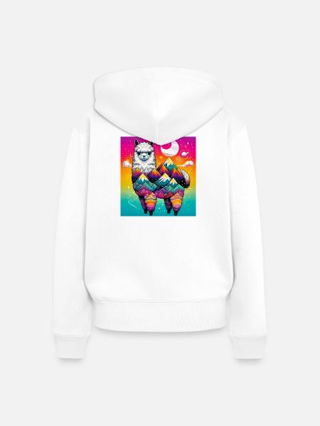 Alpaka - Frauen Premium Bio Zip Hoodie - Weiß
