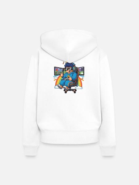 Cooler Streamer, der Spiele spielt - Frauen Premium Bio Zip Hoodie - Weiß