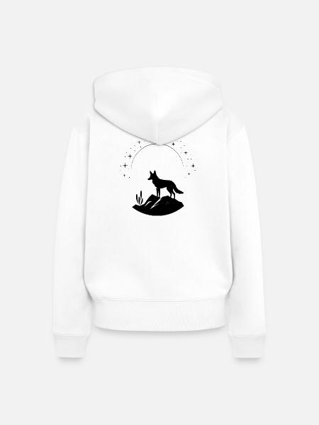 Kojote - Frauen Premium Bio Zip Hoodie - Weiß
