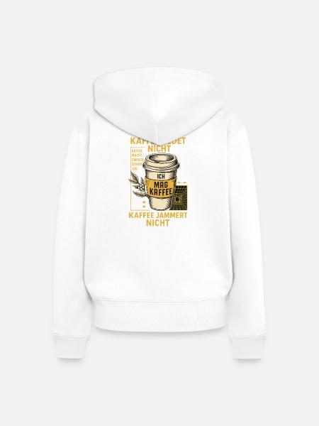 Kaffee Redet Nicht Retro Design - Frauen Premium Bio Zip Hoodie - Weiß