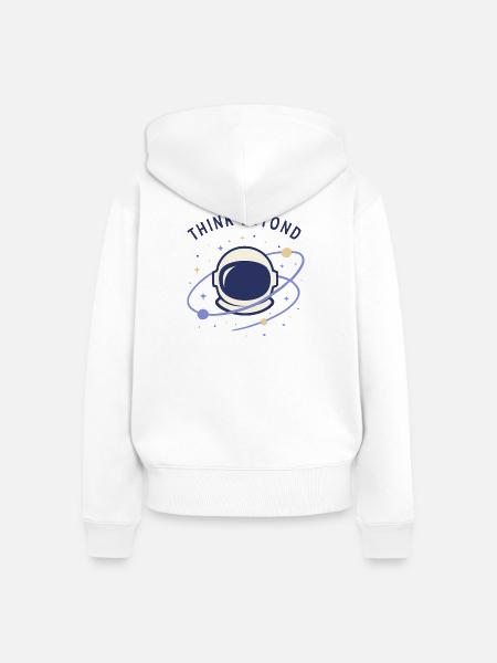 Denke Weiter - Frauen Premium Bio Zip Hoodie - Weiß