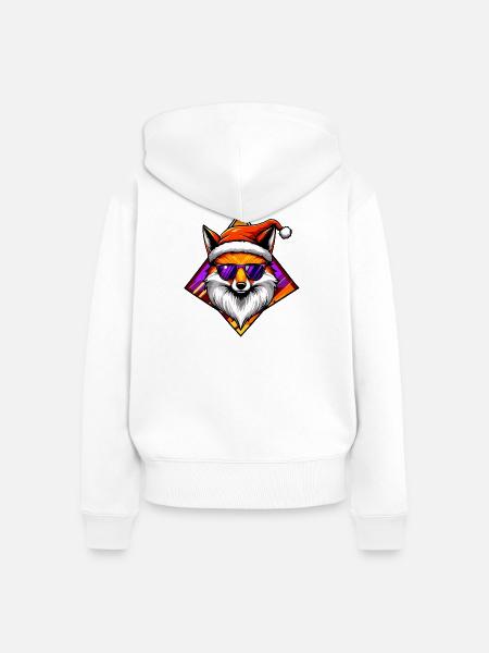 Fuchs Santa Swag - Frauen Premium Bio Zip Hoodie - Weiß