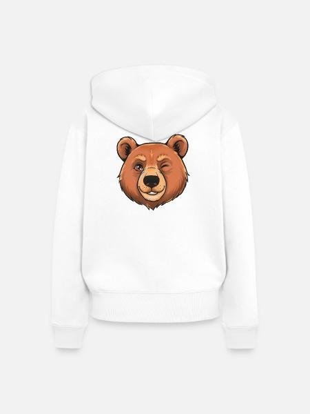 Zwinkender Bär Cartoon - Frauen Premium Bio Zip Hoodie - Weiß