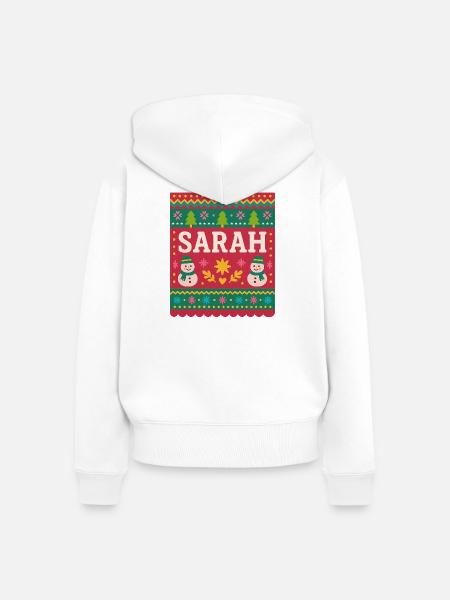 Sarah Christmas Schneemann-Festkunst - Frauen Premium Bio Zip Hoodie - Weiß