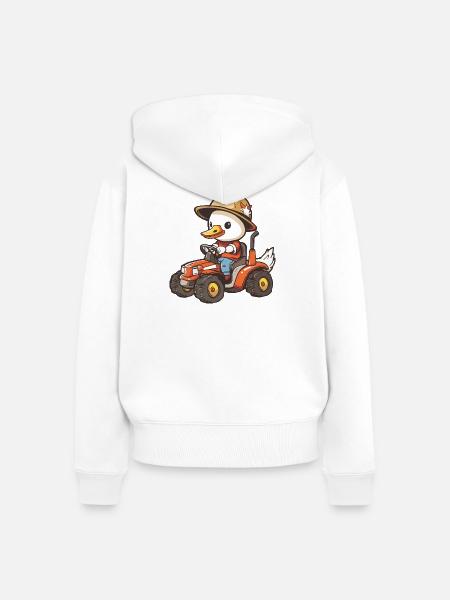 Gans Traktor Farmer - Frauen Premium Bio Zip Hoodie - Weiß