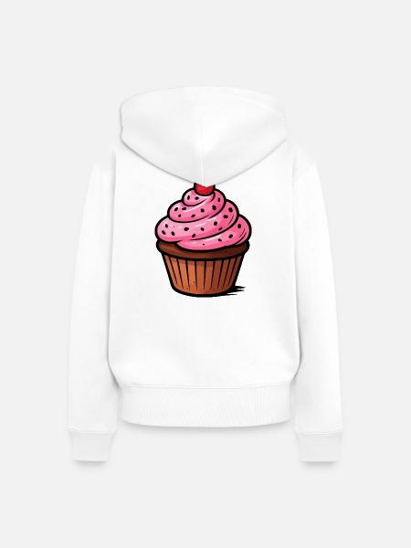 Pink Cupcake  - Frauen Premium Bio Zip Hoodie - Weiß