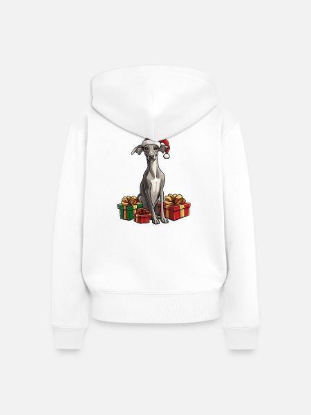 Greyhound Hund Weihnachten Geschenke - Frauen Premium Bio Zip Hoodie - Weiß
