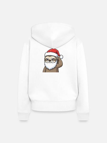 Weihnachtliches Faultier – Grummel Santa Look - Frauen Premium Bio Zip Hoodie - Weiß