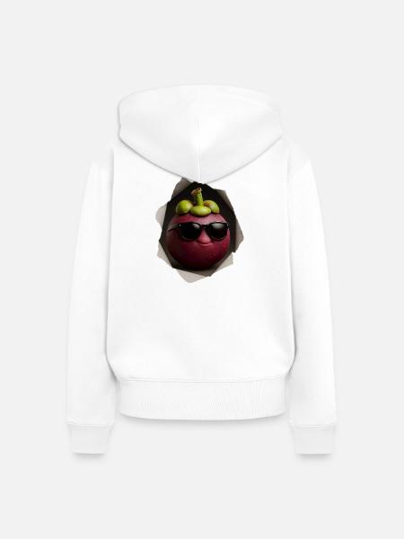 Mangostane mit Sonnenbrille - Frauen Premium Bio Zip Hoodie - Weiß