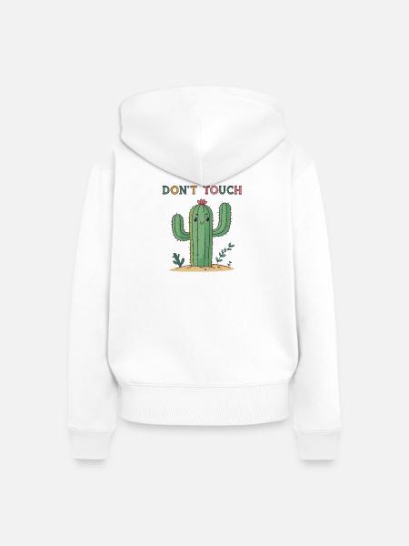 Lustiger Kaktus Nicht anfassen - Frauen Premium Bio Zip Hoodie - Weiß