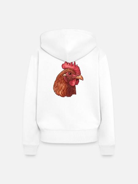 Huhnengesicht im PopArt Stil - Frauen Premium Bio Zip Hoodie - Weiß