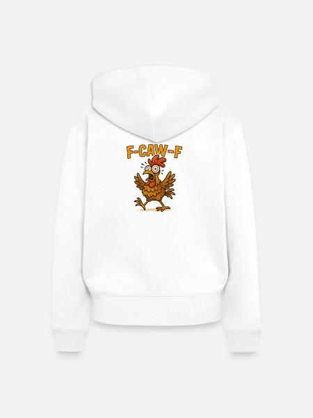 F-Caw-F Cartoon Hähnchen fcawf Hühner - Frauen Premium Bio Zip Hoodie - Weiß
