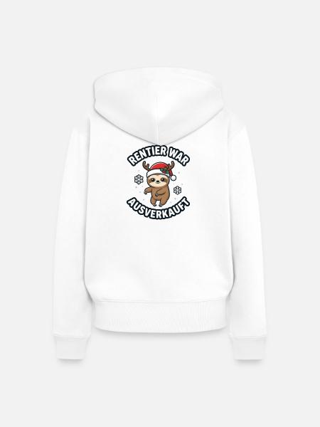 Rentier War Ausverkauft Sloth - Frauen Premium Bio Zip Hoodie - Weiß