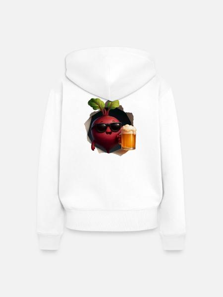Rote Beete Bier - Frauen Premium Bio Zip Hoodie - Weiß