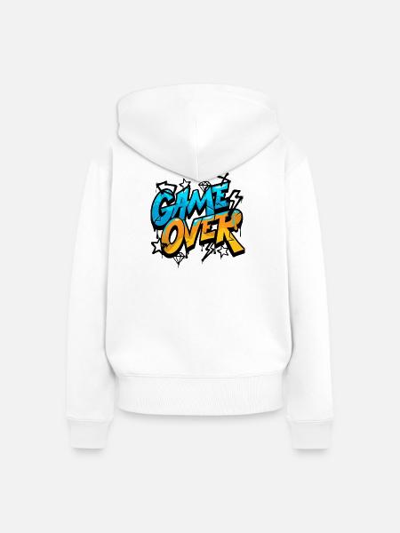 Game Over Graffiti Neon - Frauen Premium Bio Zip Hoodie - Weiß