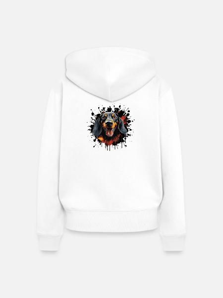 Hunde-Porträt Farbspritzer - Frauen Premium Bio Zip Hoodie - Weiß