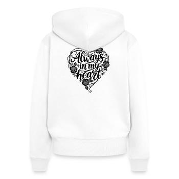Tatouage Calligraphie Design Tu es ma paix - Sweat à capuche zippé Premium bio Femme - blanc - Dos - AI Model Female 172 light (172cm)