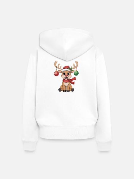 Rentier Weihnachten - Frauen Premium Bio Zip Hoodie - Weiß