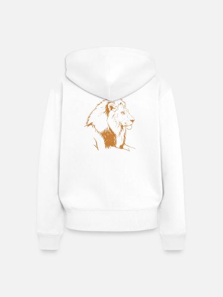 Bronzener Löwe Linienillustration - Frauen Premium Bio Zip Hoodie - Weiß