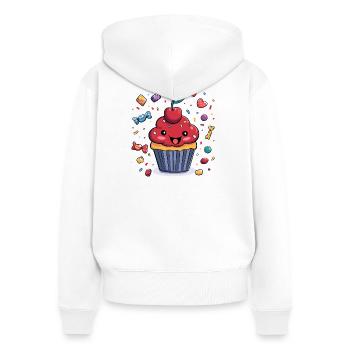 Cupcake kawaï avec confettis - Sweat à capuche zippé Premium bio Femme - blanc - Dos - AI Model Female 172 light (172cm)