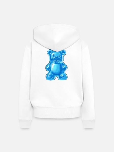 Blauer Gummibär - Frauen Premium Bio Zip Hoodie - Weiß