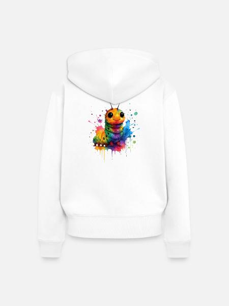 Raupe Schmetterling - Frauen Premium Bio Zip Hoodie - Weiß