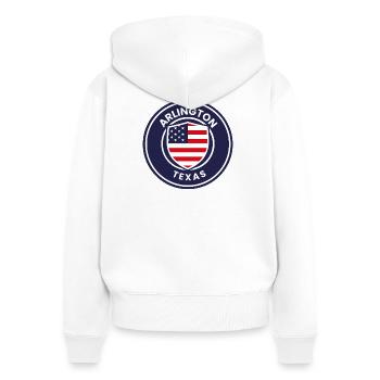 Arlington-Texas-Emblem mit Flagge - Frauen Premium Bio Zip Hoodie - Weiß - Hinten - AI Model Female 172 light (172cm)