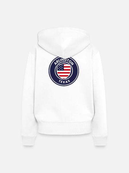 Arlington-Texas-Emblem mit Flagge - Frauen Premium Bio Zip Hoodie - Weiß