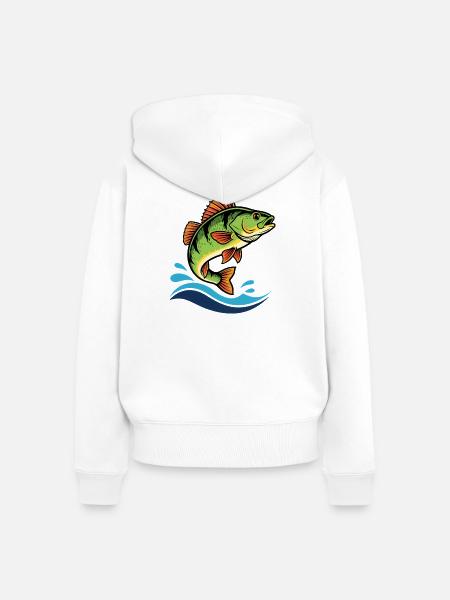Bunter Flussbarsch Barsch Angeln - Frauen Premium Bio Zip Hoodie - Weiß