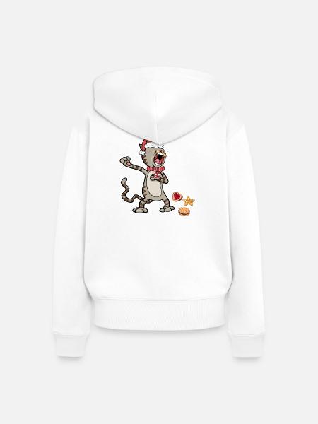 Weihnachtskatze - Frauen Premium Bio Zip Hoodie - Weiß