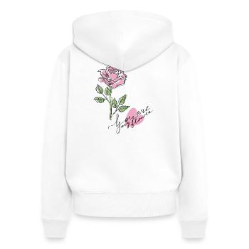 Rose - Sweat à capuche zippé Premium bio Femme - blanc - Dos - AI Model Female 172 light (172cm)