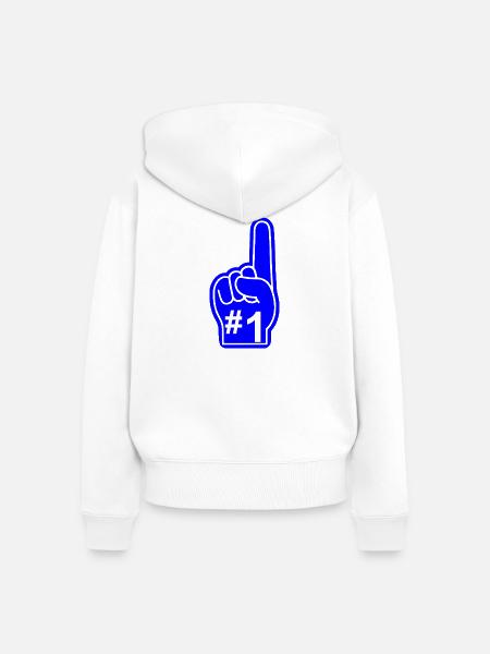 Aufkleber-Schaumfinger - Frauen Premium Bio Zip Hoodie - Weiß