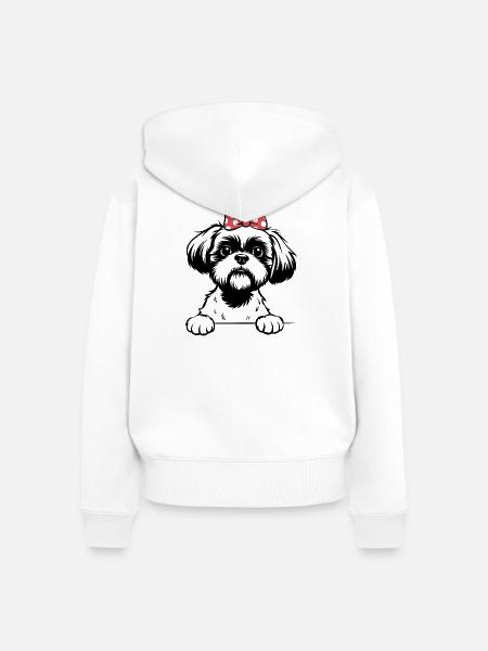 shih Tzu - Frauen Premium Bio Zip Hoodie - Weiß