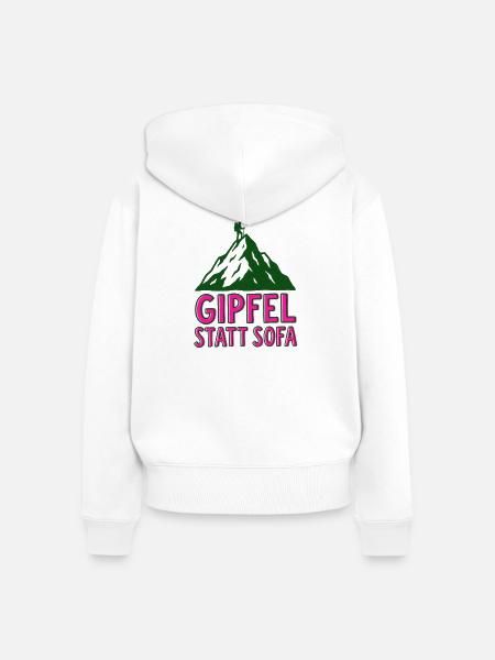 Gipfel statt Sofa - Frauen Premium Bio Zip Hoodie - Weiß