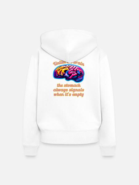 Gehirn & Magen A - Frauen Premium Bio Zip Hoodie - Weiß