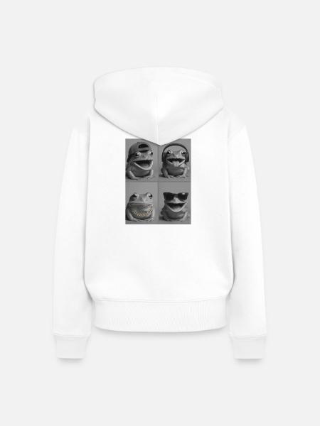Frosch - Frauen Premium Bio Zip Hoodie - Weiß