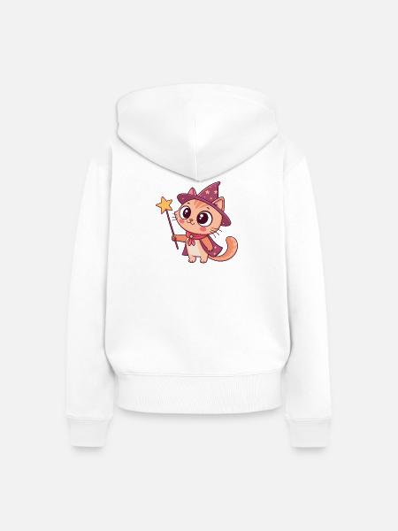 Pastell-Magier-Kätzchen - Frauen Premium Bio Zip Hoodie - Weiß