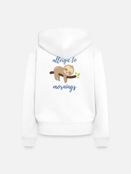 Allergisch gegen Morgen - Frauen Premium Bio Zip Hoodie - Weiß