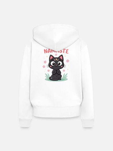 Namaste Chat Zen - Frauen Premium Bio Zip Hoodie - Weiß