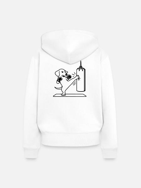 kickboxen boxen hund dackel - Frauen Premium Bio Zip Hoodie - Weiß