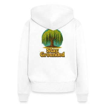 Reste Terre-Ancré, Saule - Sweat à capuche zippé Premium bio Femme - blanc - Dos - AI Model Female 172 light (172cm)